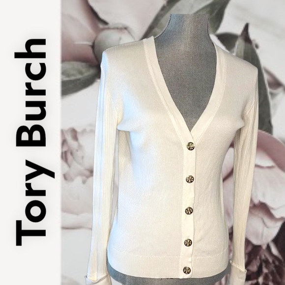 Tory Burch Sweaters - Tory Burch
Ivory Gold Logo Buttons Cardigan